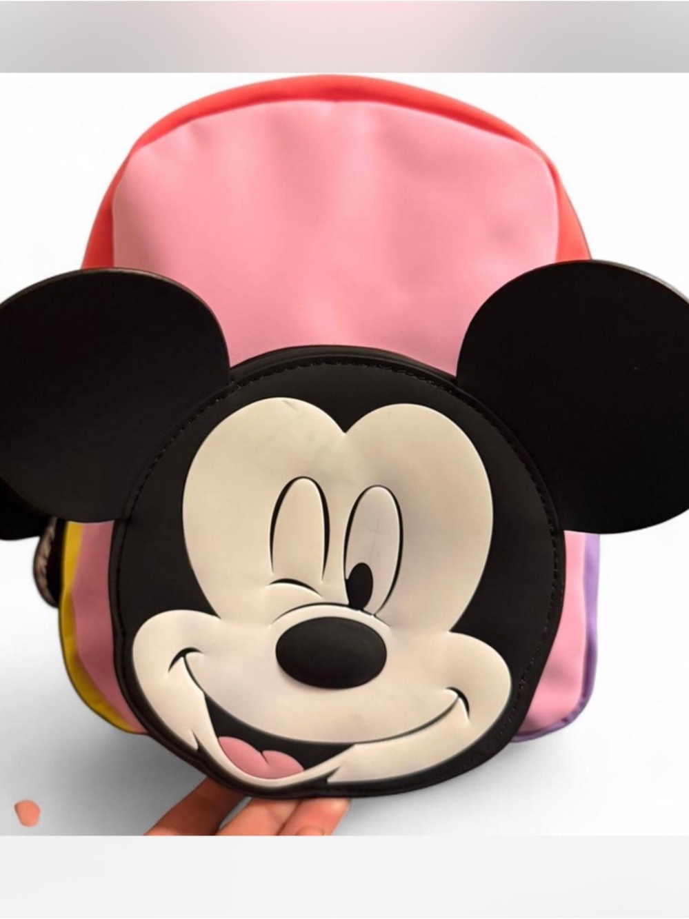Zara Mickey Mouse Black and Coral Mini Backpack